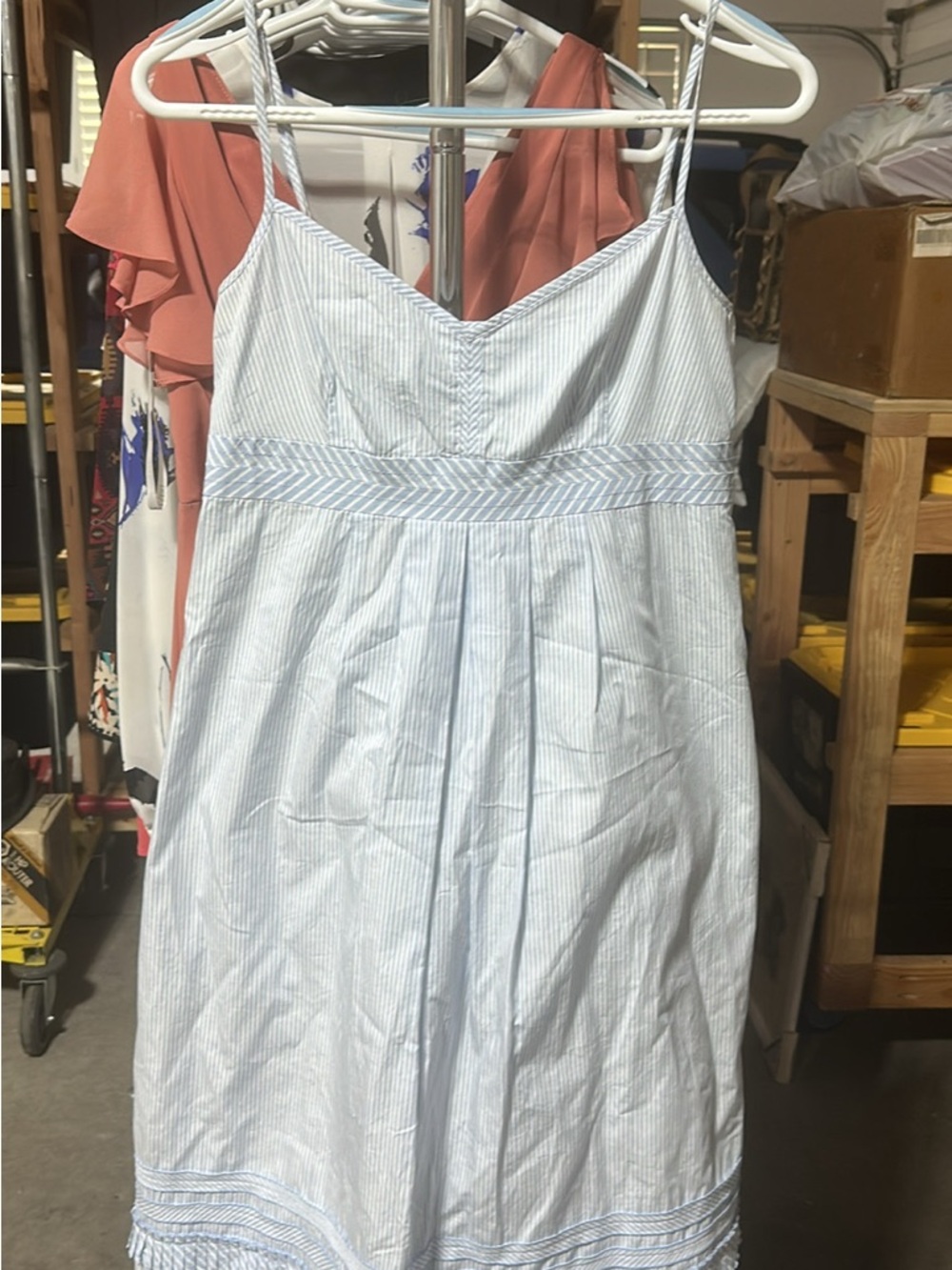 LOFT Blue and White Striped Shirt Dress 100% cotton
